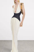 Airi White Denim Panel Maxi Dress