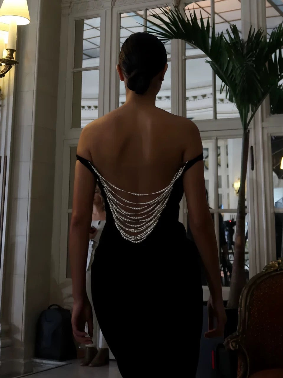 Black Pearl Backless Dress