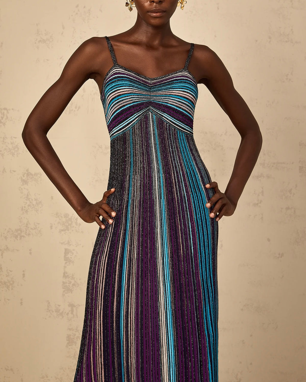 Glitter striped knit dress
