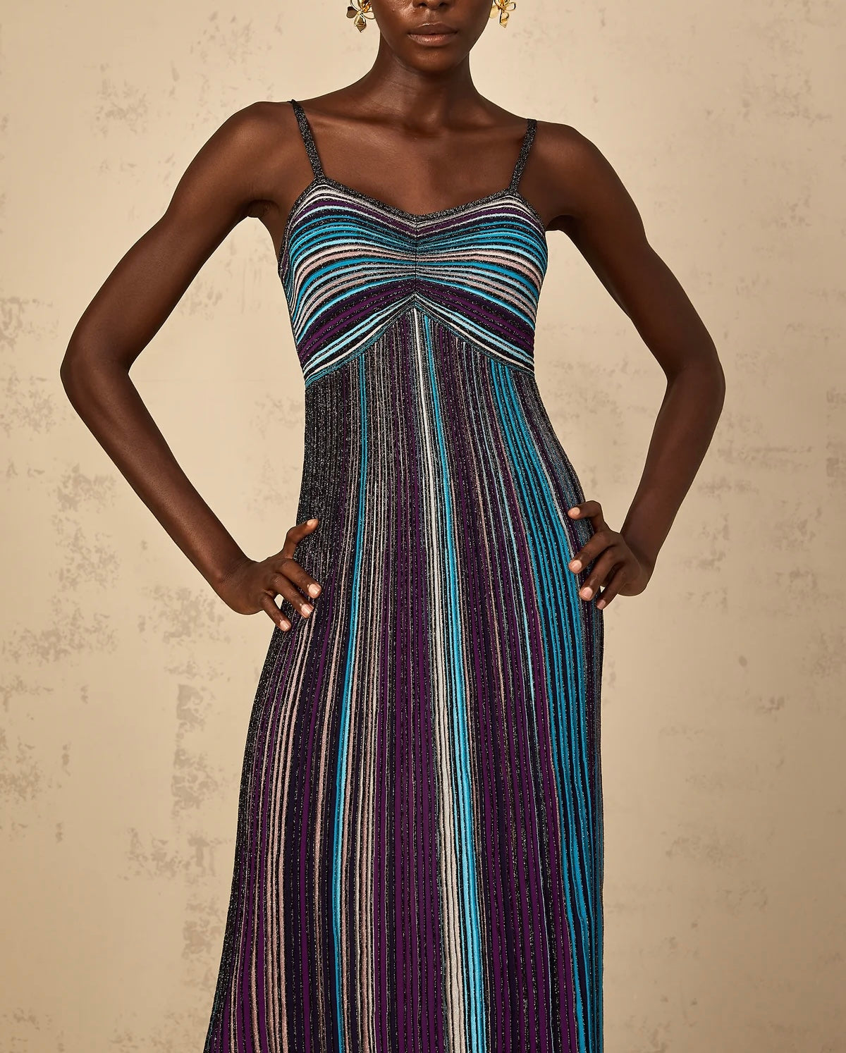 Glitter striped knit dress