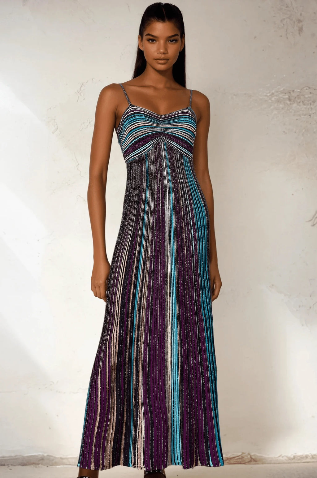 Glitter striped knit dress