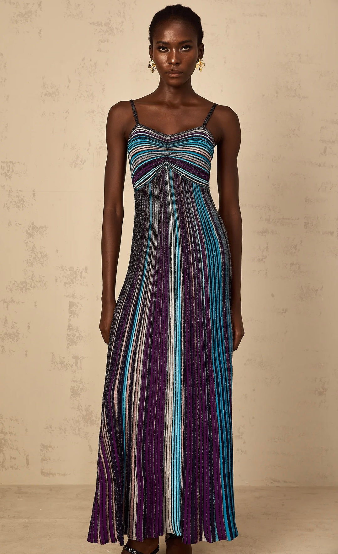 Glitter striped knit dress