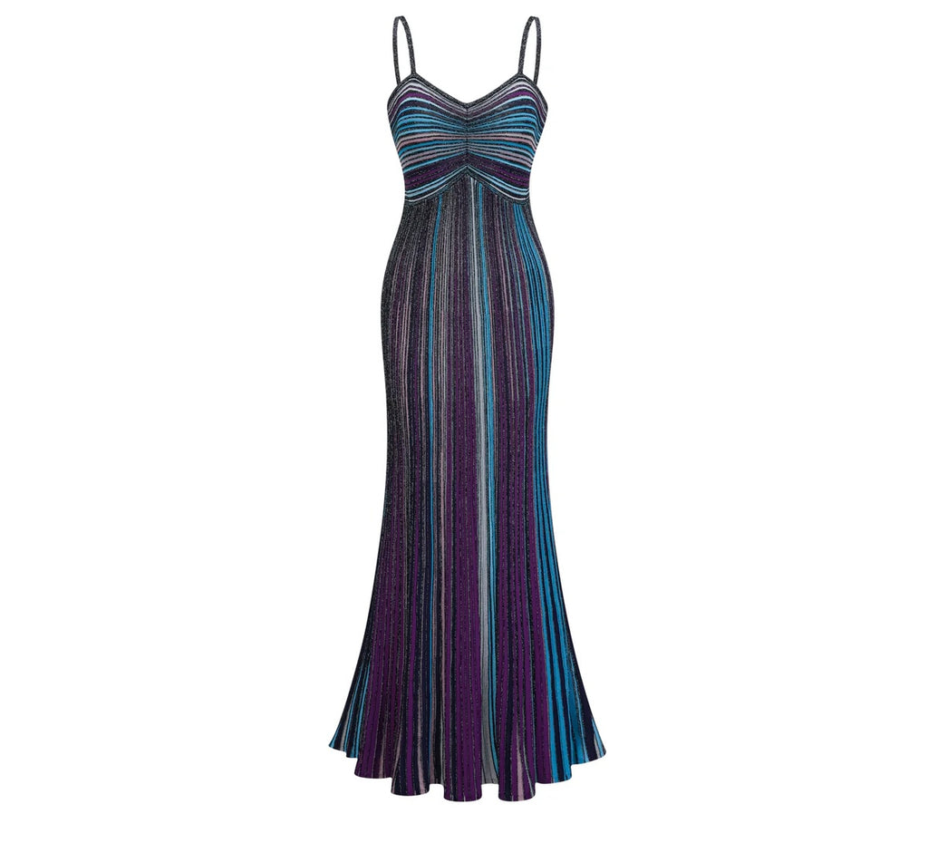 Glitter striped knit dress