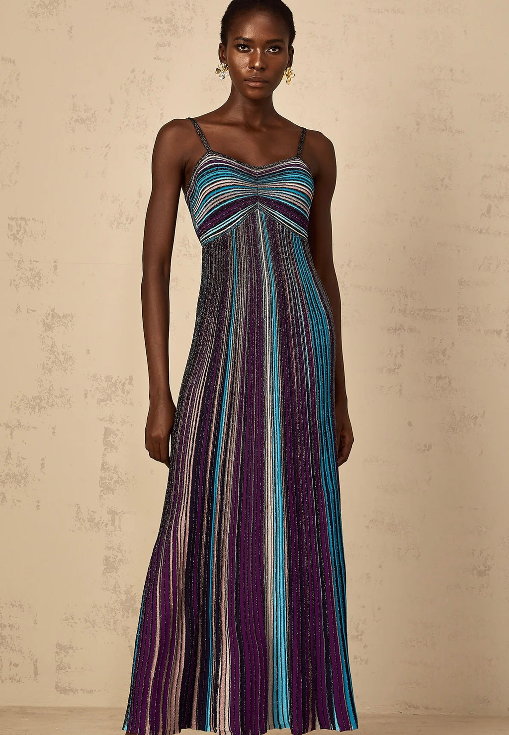 Glitter striped knit dress