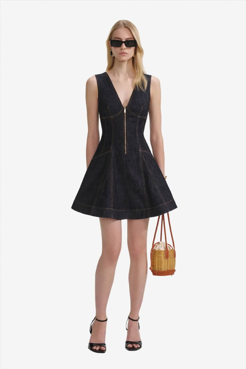 Indigo denim mini dress