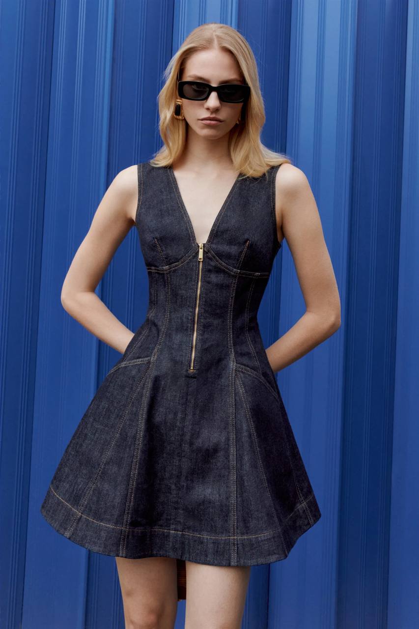 Indigo denim mini dress