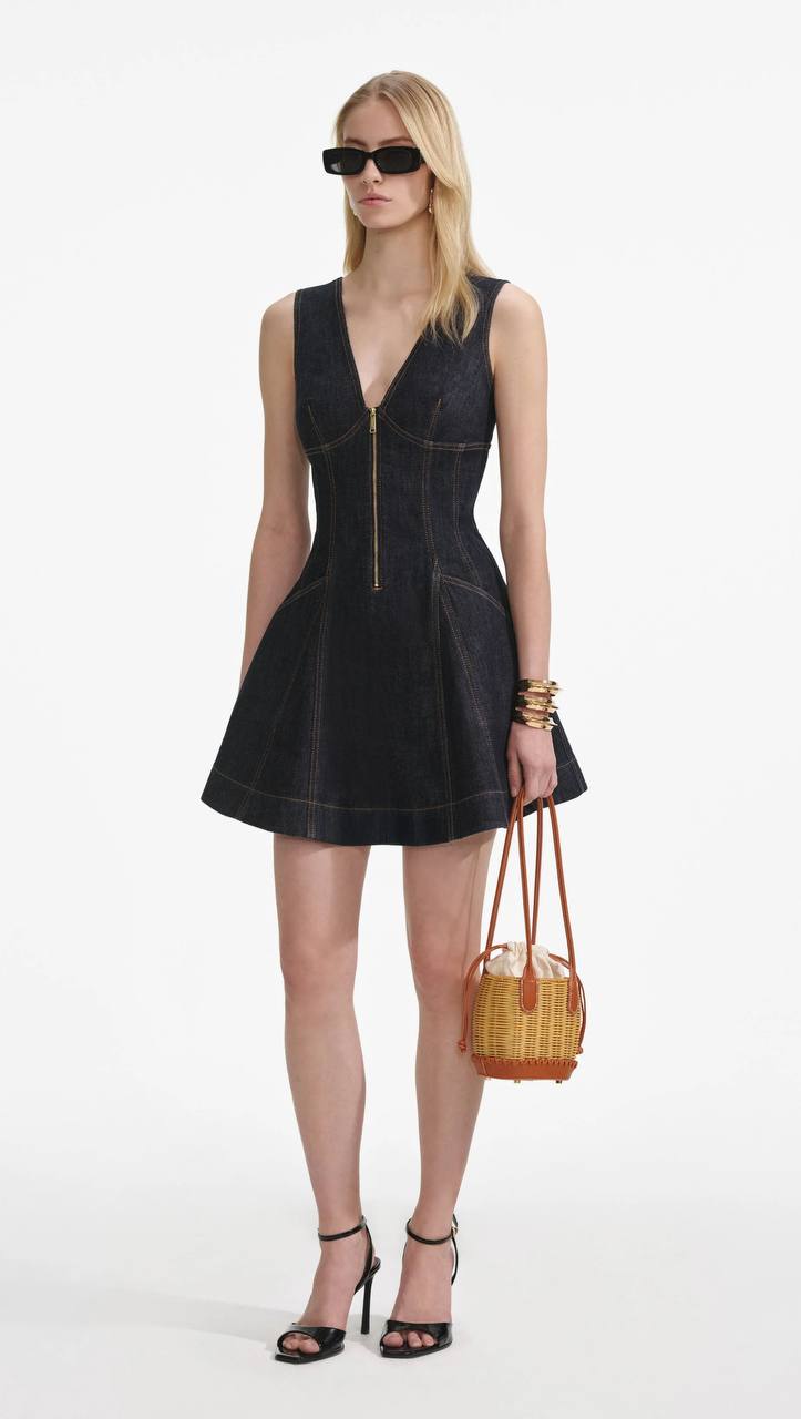 Indigo denim mini dress