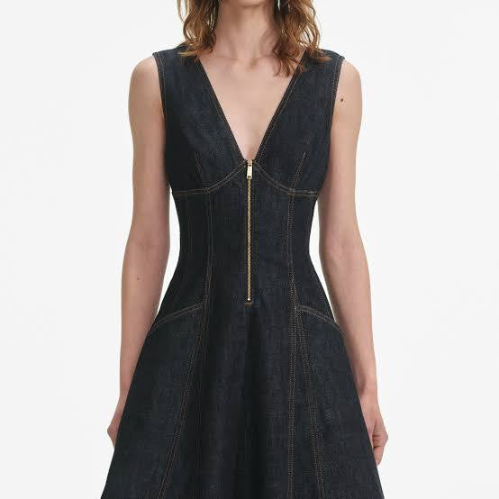 Indigo denim mini dress