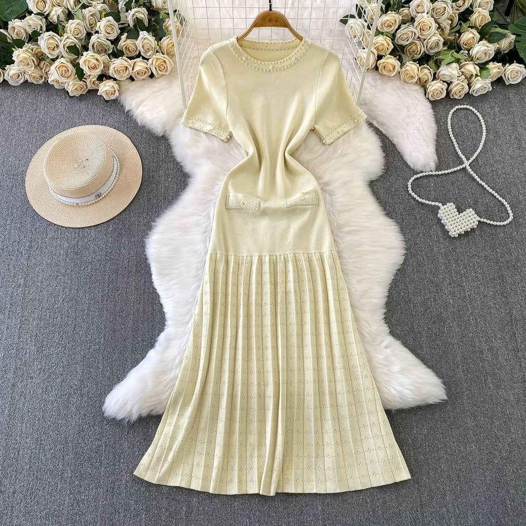Knit basic pearl dress