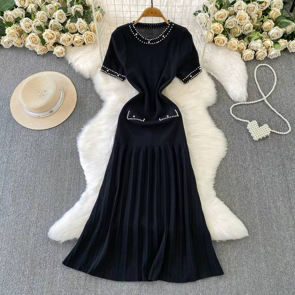 Knit basic pearl dress