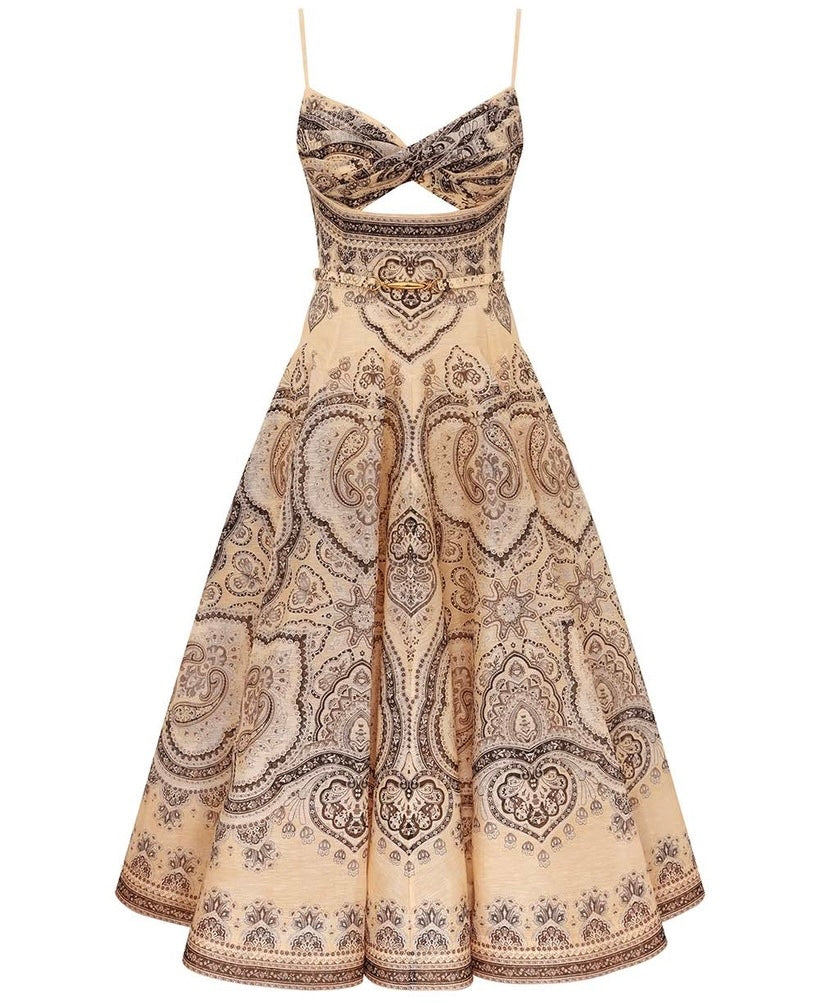 Luna Twist midi dress cream