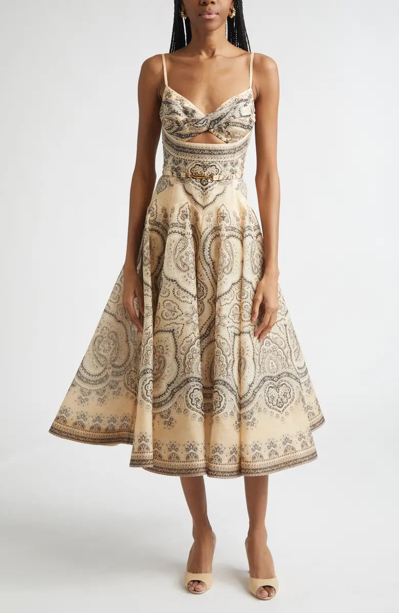 Luna Twist midi dress cream