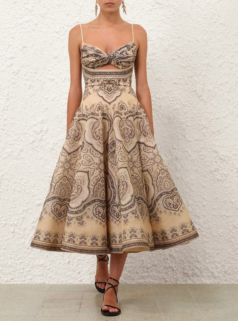 Luna Twist midi dress cream