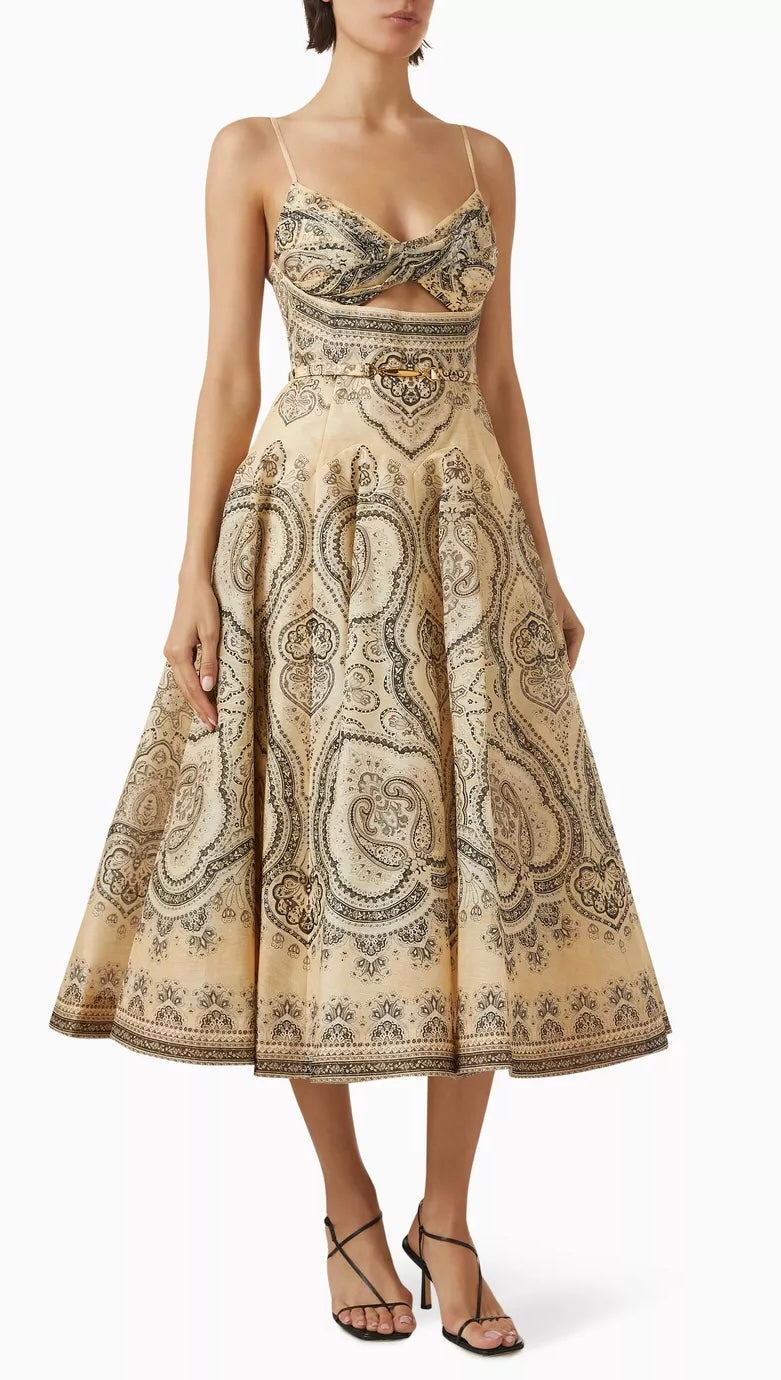 Luna Twist midi dress cream