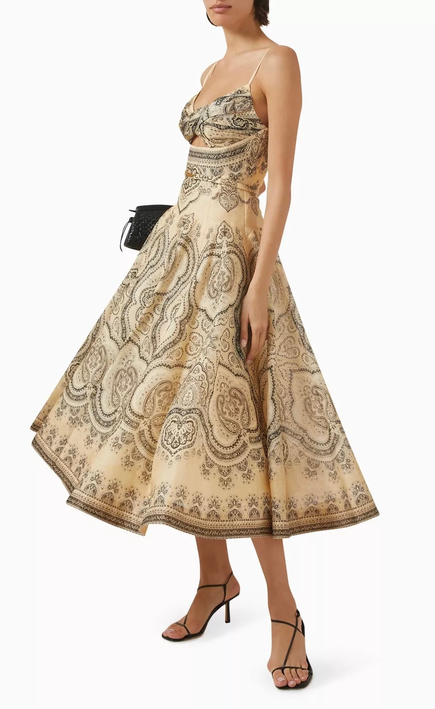 Luna Twist midi dress cream