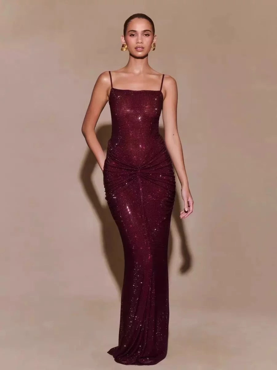 Meshki Rhinestone Bareback maxi Dress