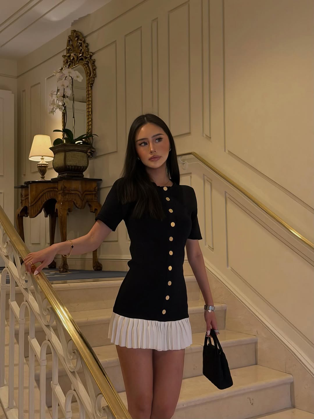 Mini Knit Dress with Ruffle