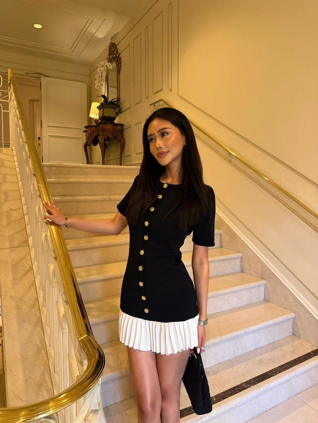Mini Knit Dress with Ruffle