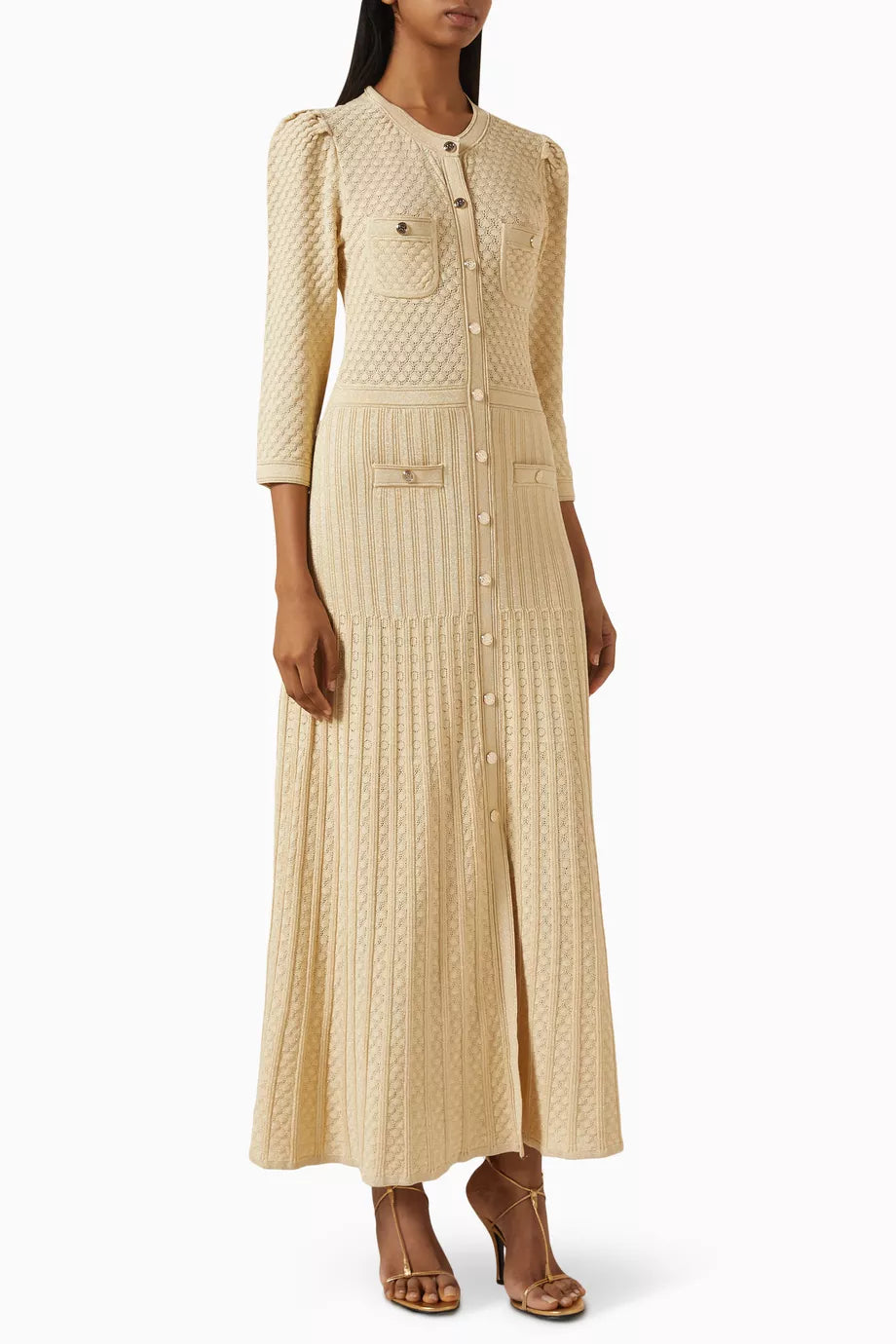 Monaco Buttoned Glitter Knit Dress