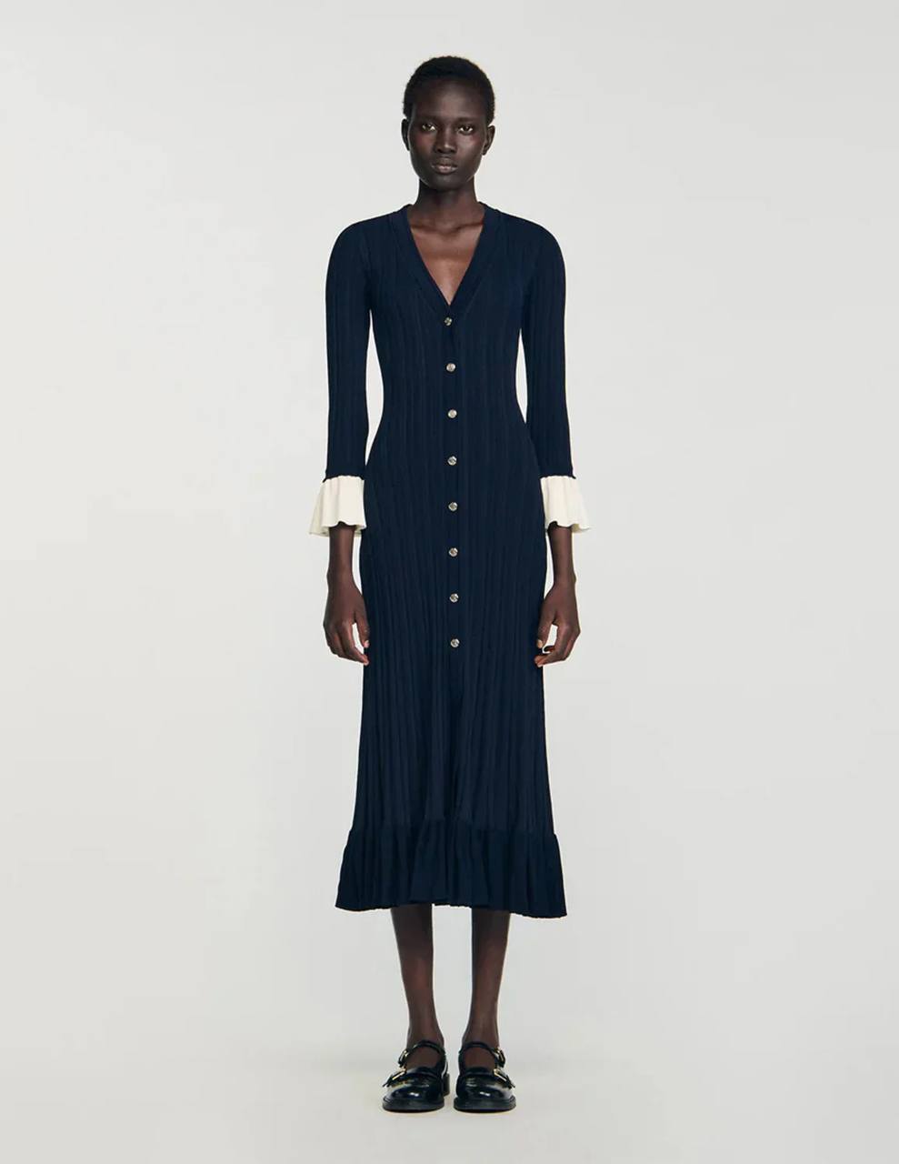 Nara ruffles knit midi dress