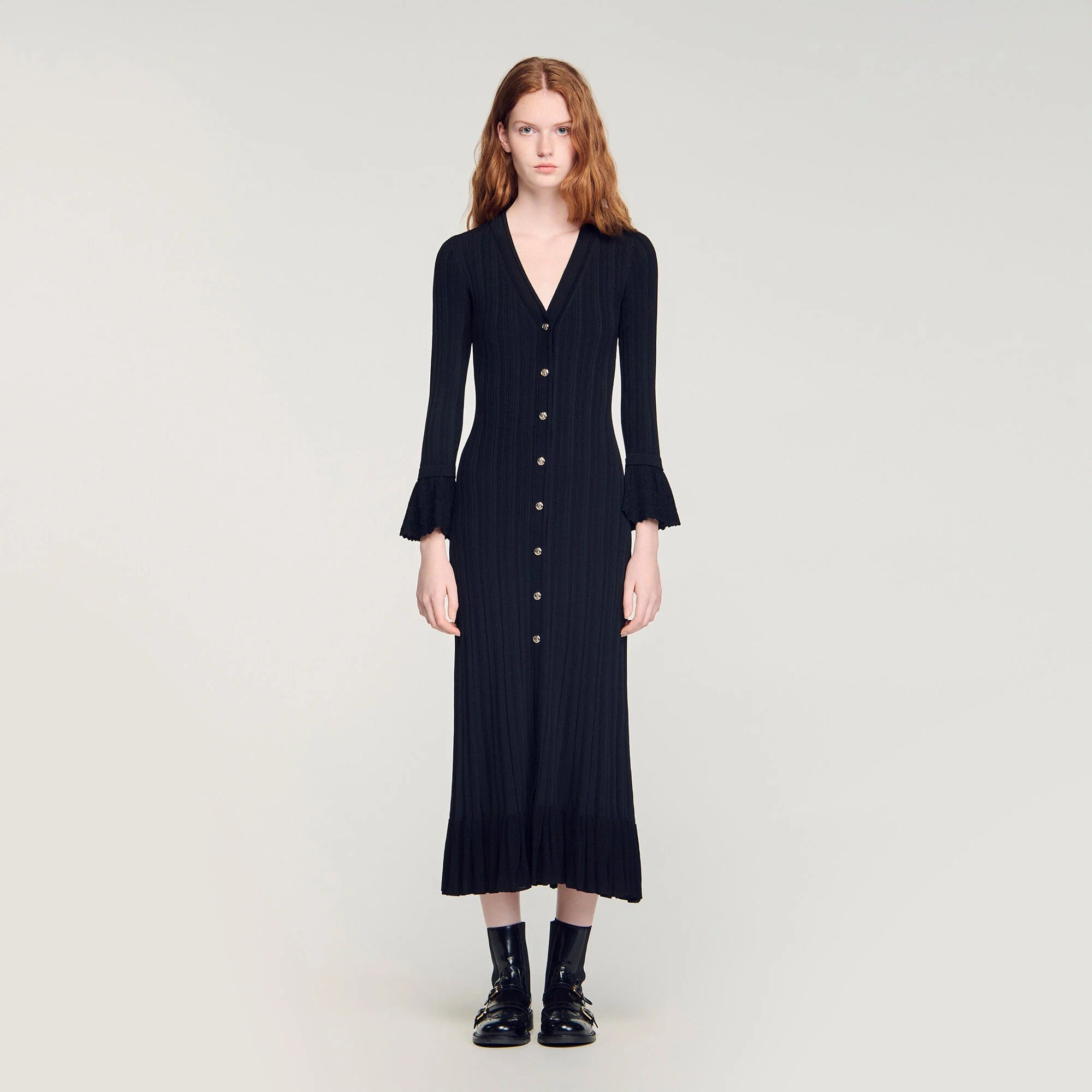 Nara ruffles knit midi dress