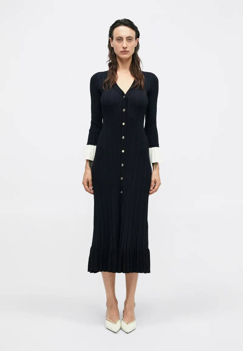 Nara ruffles knit midi dress