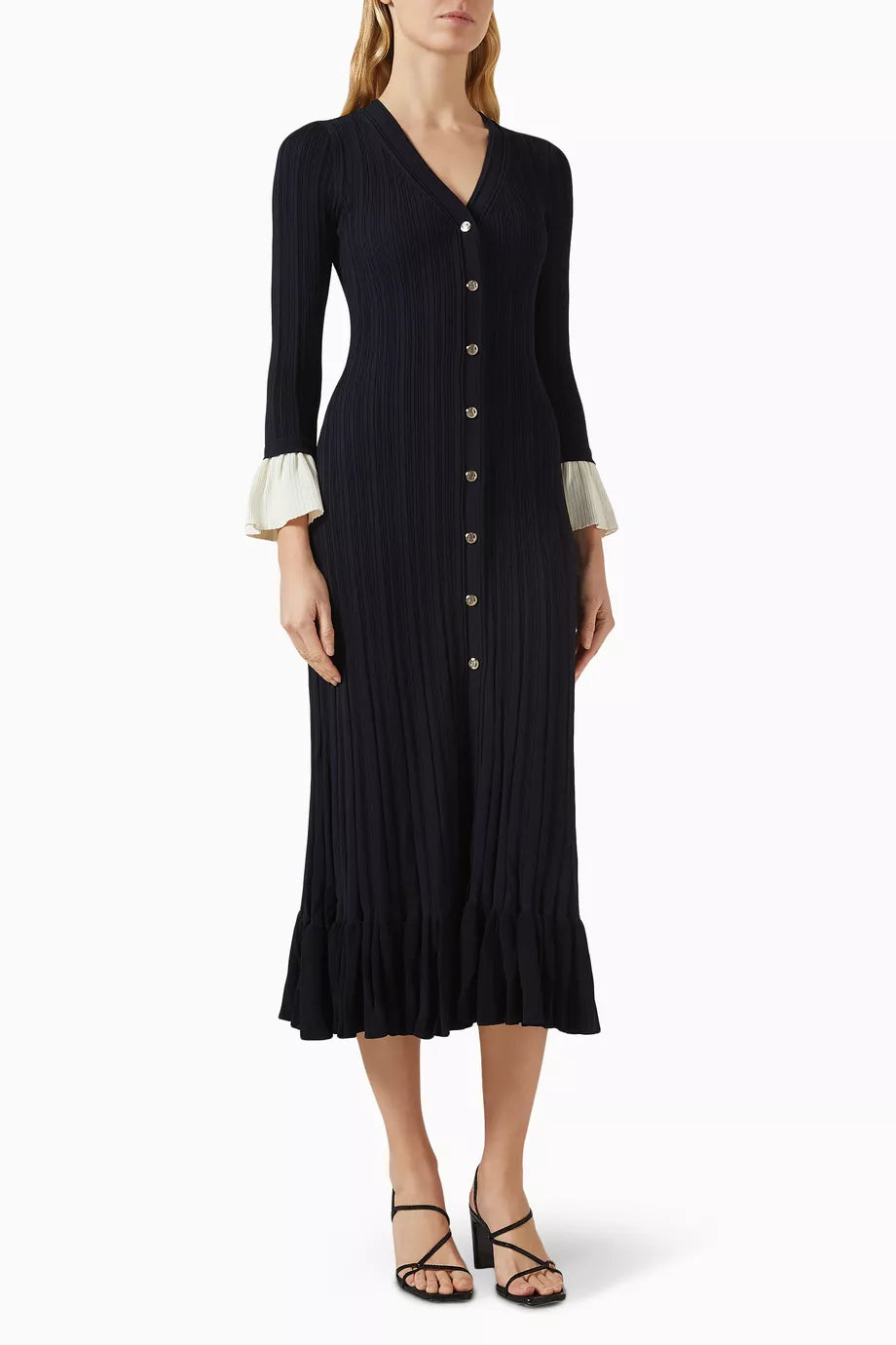 Nara ruffles knit midi dress