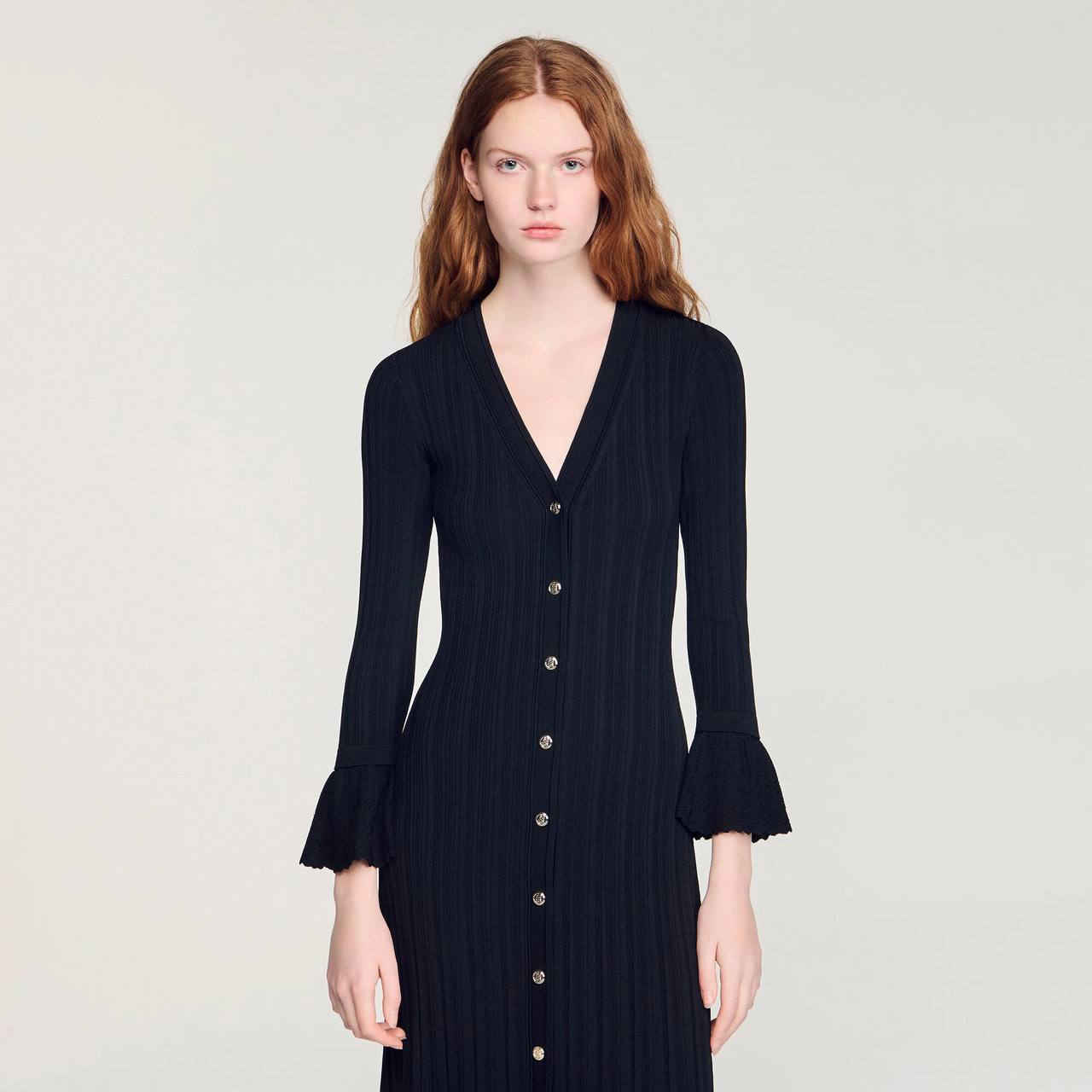 Nara ruffles knit midi dress