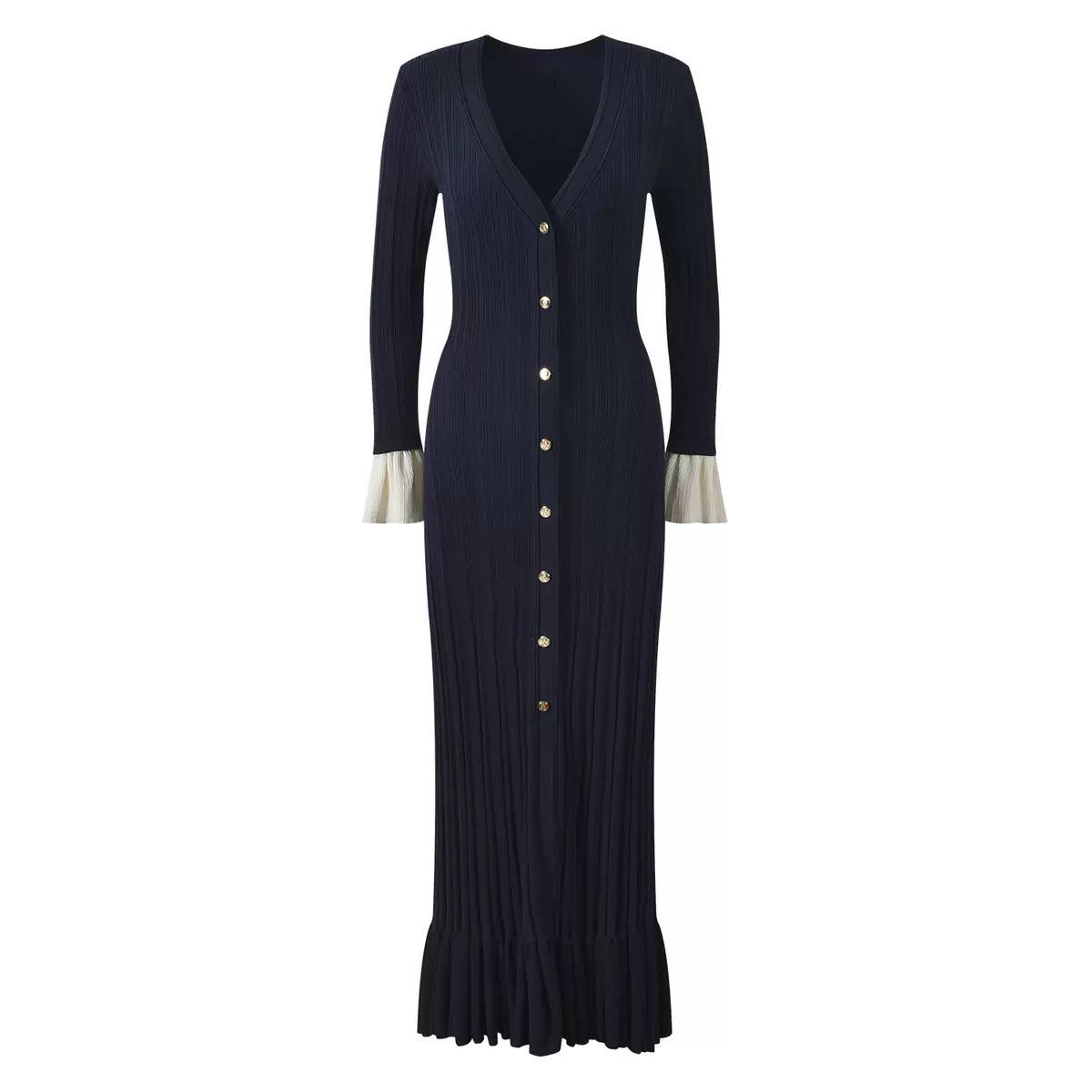 Nara ruffles knit midi dress