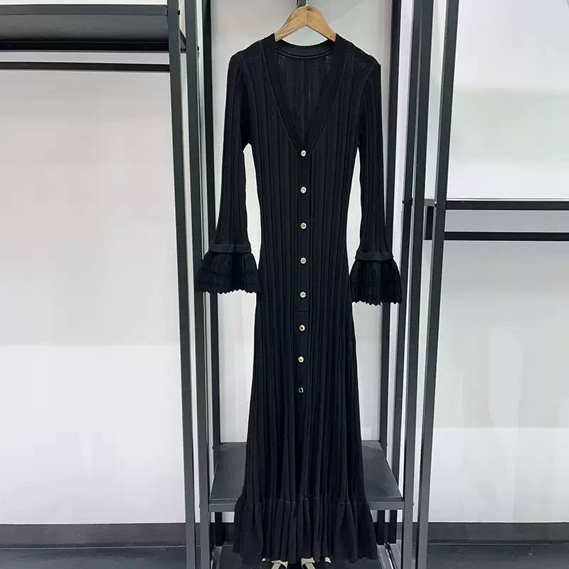 Nara ruffles knit midi dress