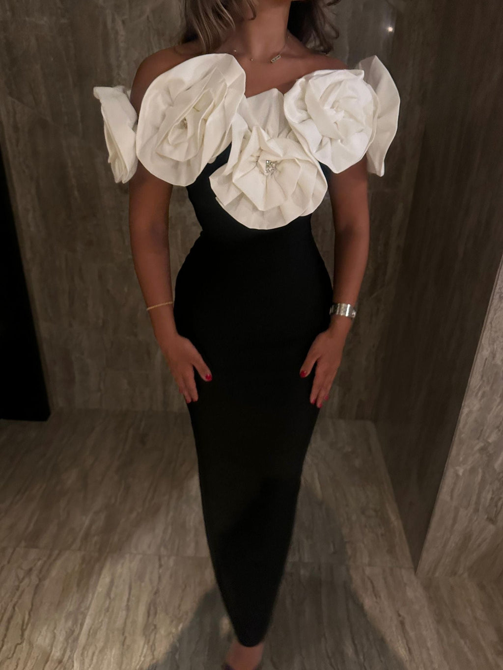 Off Shoulder Floral Bandage Dress