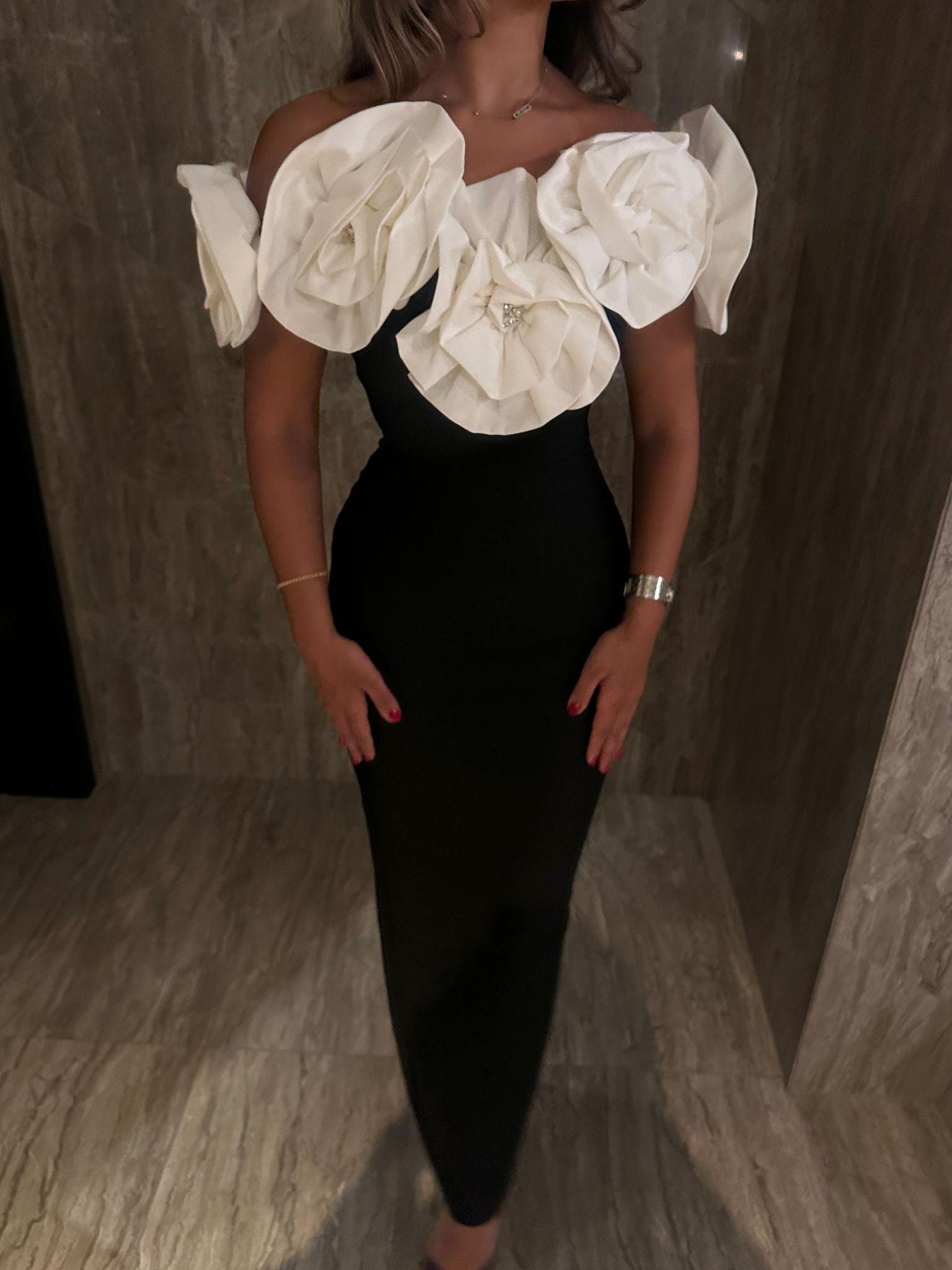 Off Shoulder Floral Bandage Dress