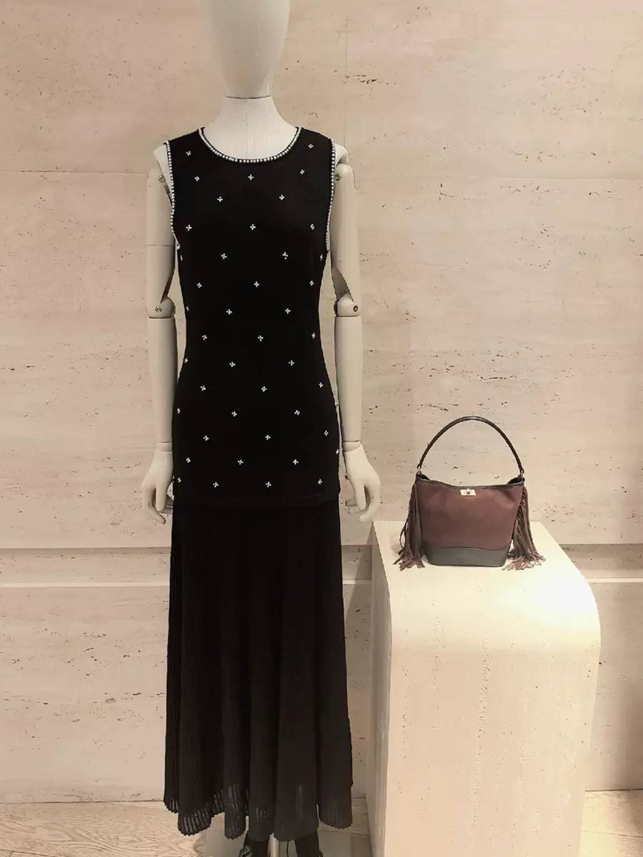 Rhinestone flower print maxi dress