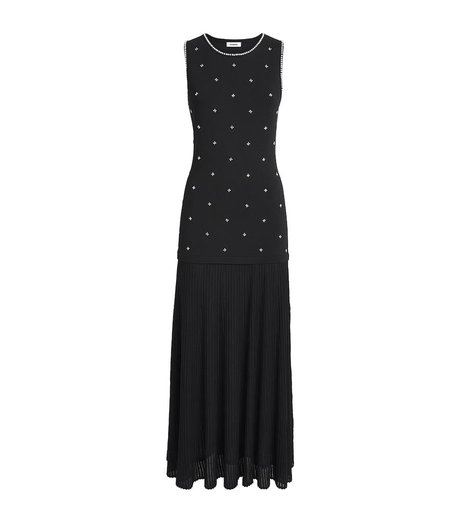 Rhinestone flower print maxi dress