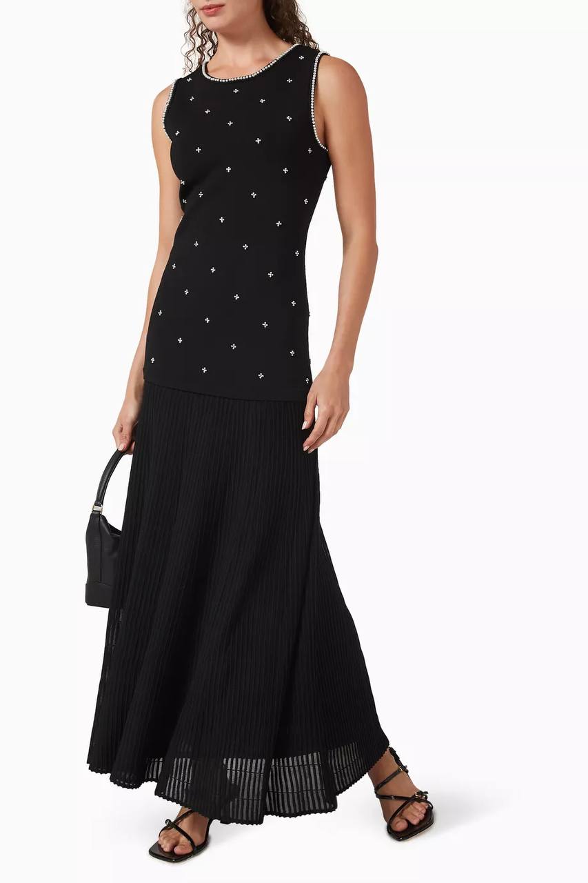 Rhinestone flower print maxi dress