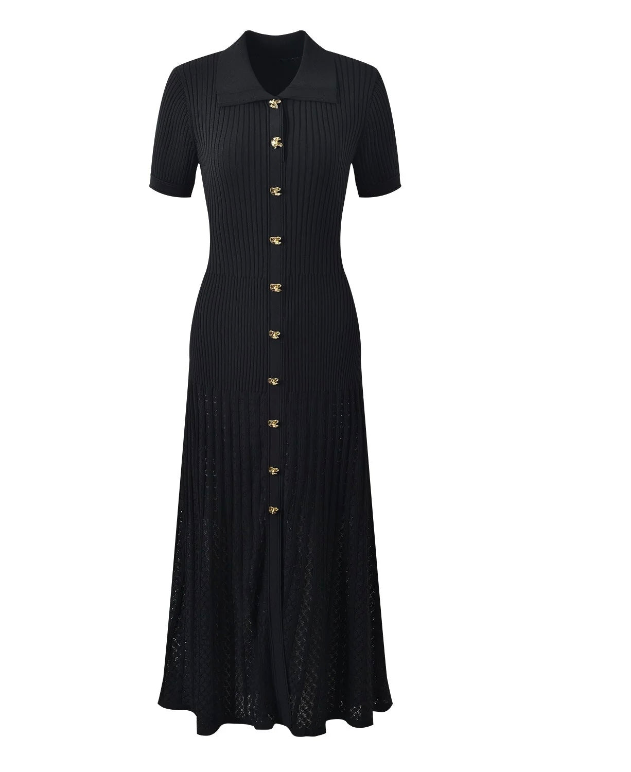 Rib knitted midi dress