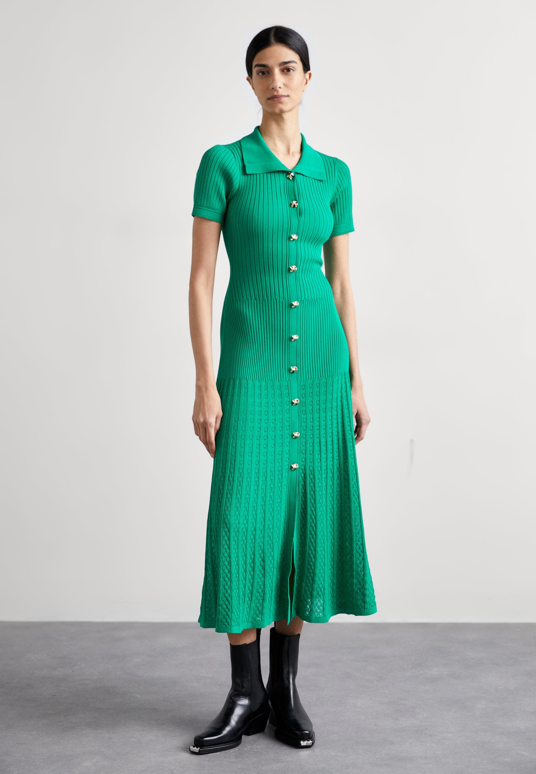 Rib knitted midi dress