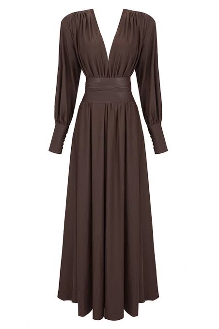 Rita brown belted dress