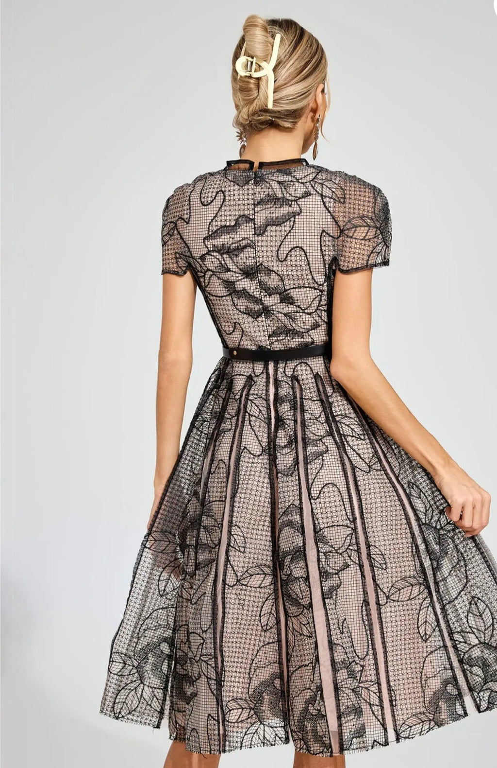Sapphire black mesh midi dress