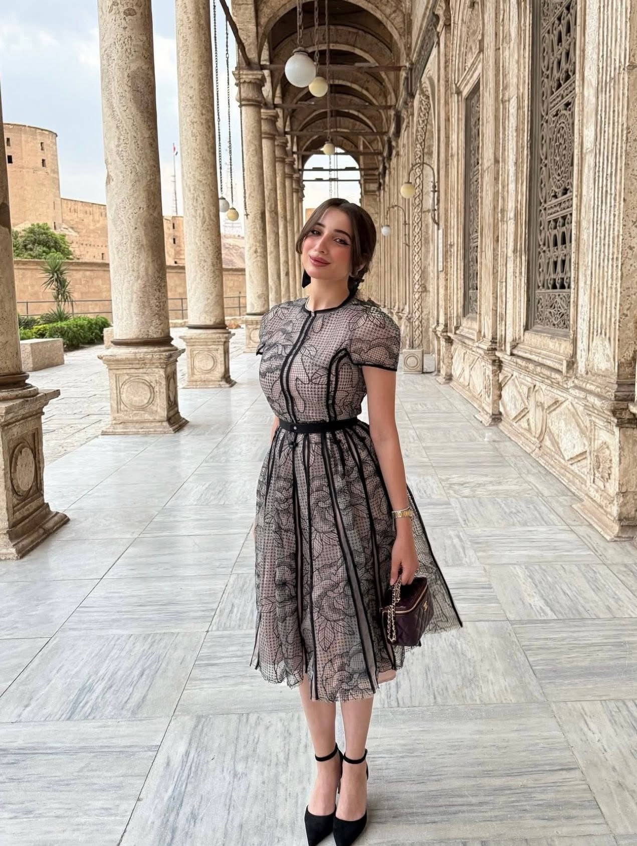Sapphire black mesh midi dress
