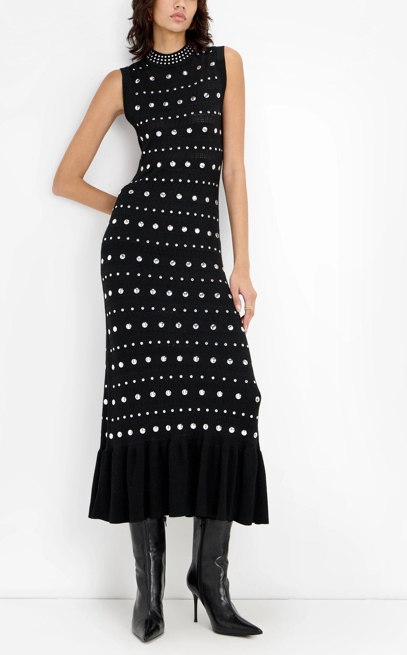 Studed knit dress