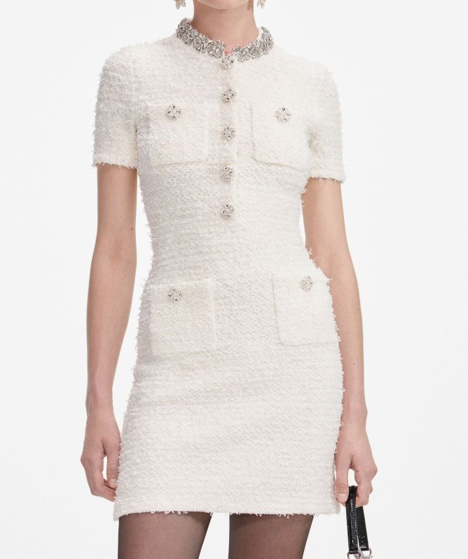 Textured knit mini dress