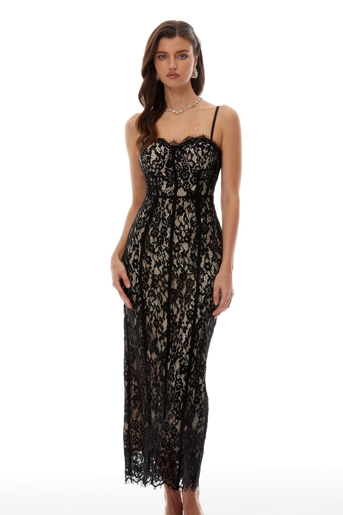 The Lace Column Midi Dress
