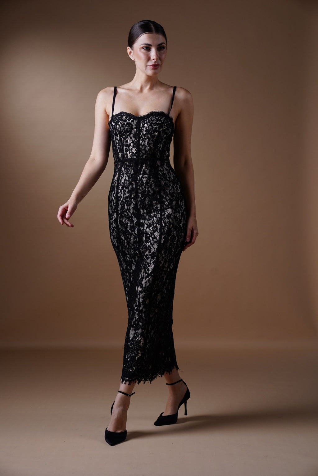 The Lace Column Midi Dress