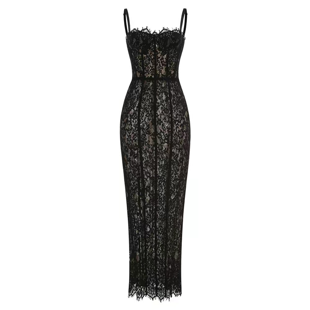 The Lace Column Midi Dress